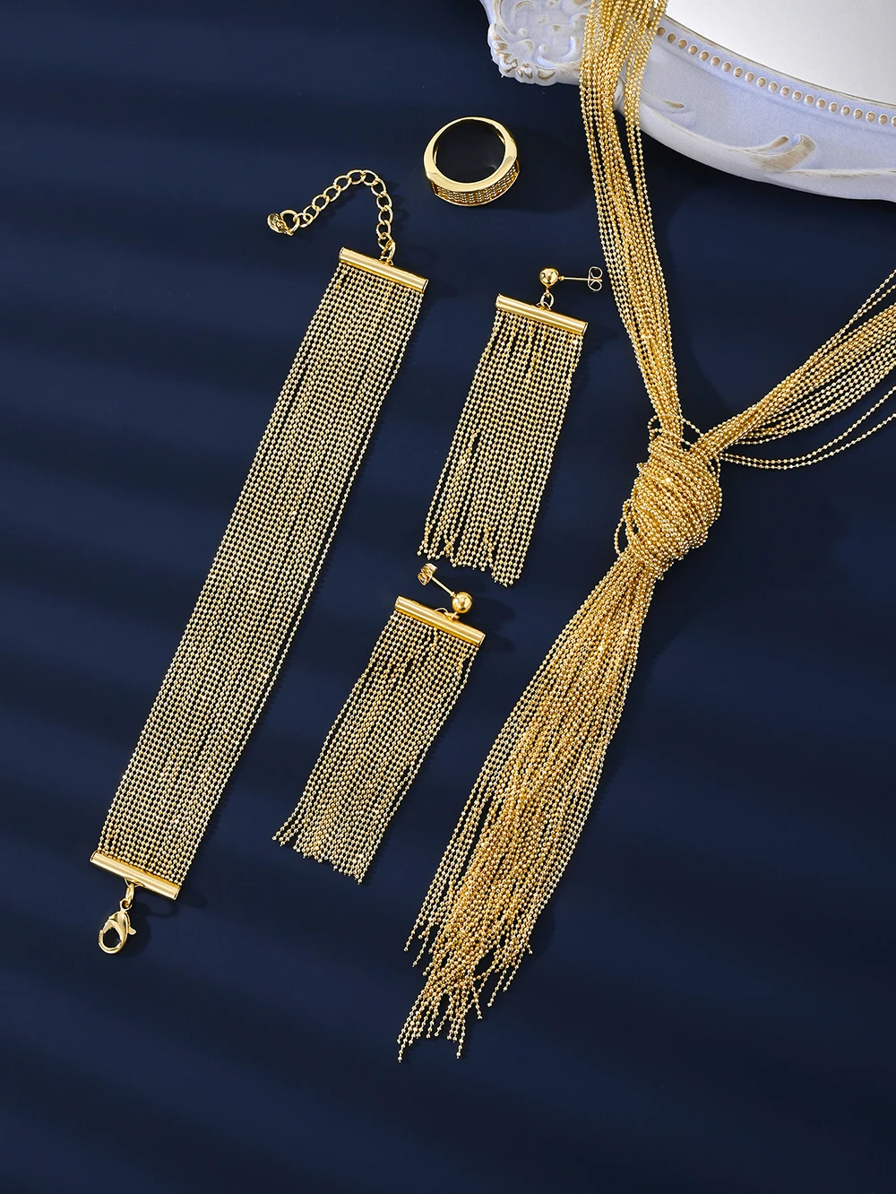Set of 5pcs Golden Tassel Jewelry Set Is a Luxurious and Charming Party Pendant for Women, a Dubai Necklace, Jewelry 5 Mallzona Seb3a6683da6f4836a9762ac7f8cc94b8y Set of 5pcs Golden Tassel Jewelry Set Is a Luxurious and Charming Party Pendant for Women, a Dubai Necklace, Jewelry Mallzona