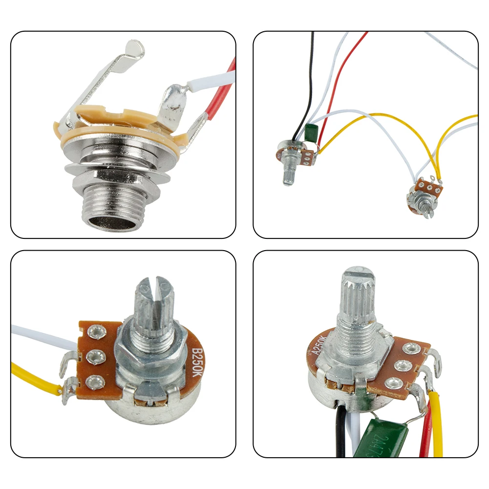 Guitar Parts Prewired Set 1 Tone 2 Volume 250K Pots Accessories Bass Guitar Durable Easy Installation For Jazz Guitar
Guitar Parts Prewired Set 1 Tone 2 Volume 250K Pots Accessories Bass Guitar Durable Easy Installation For Jazz Guitar