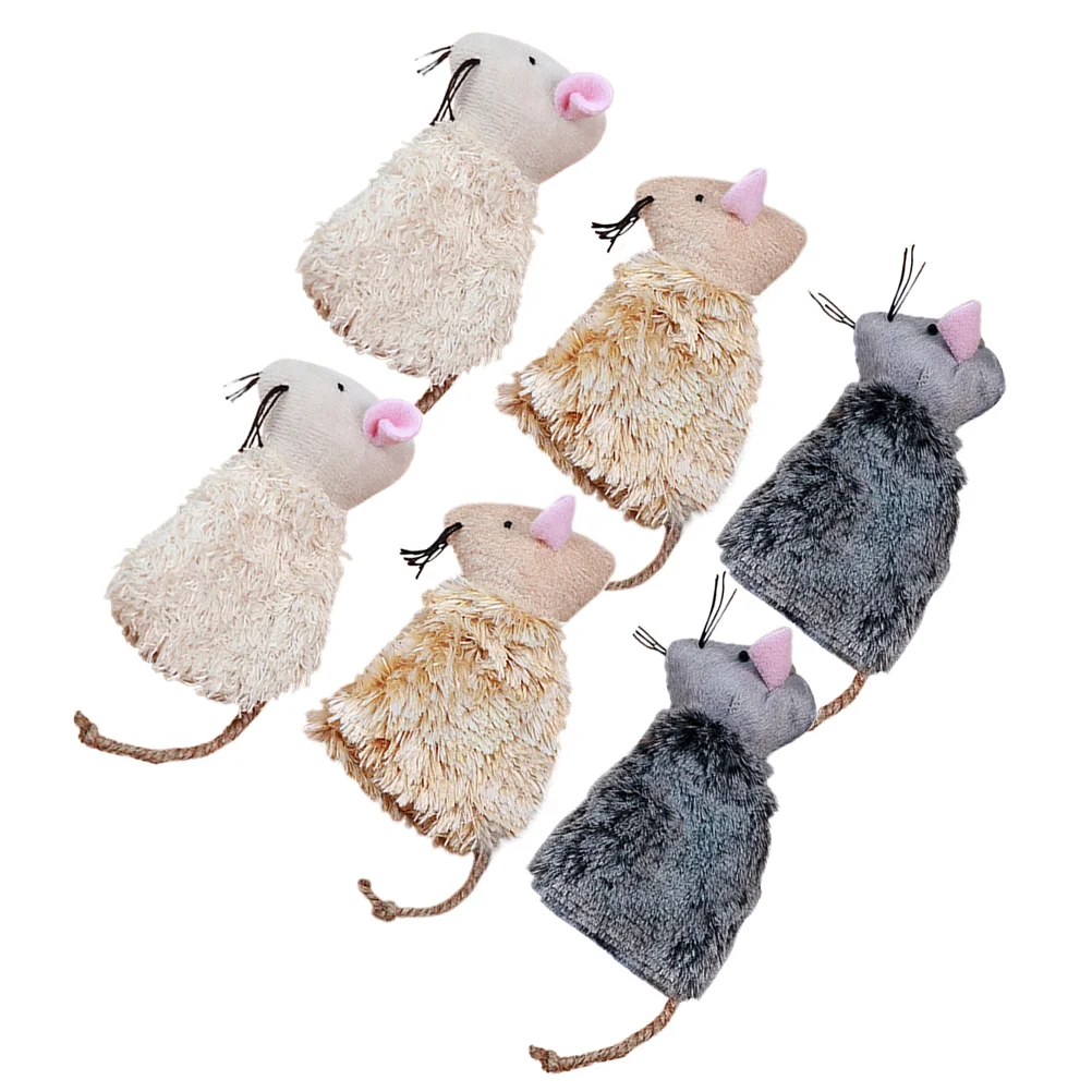 

6pcs Mouse Shaped Toys Interactive Filling Mice Toys Chewing Toy Cat Toys Supplies