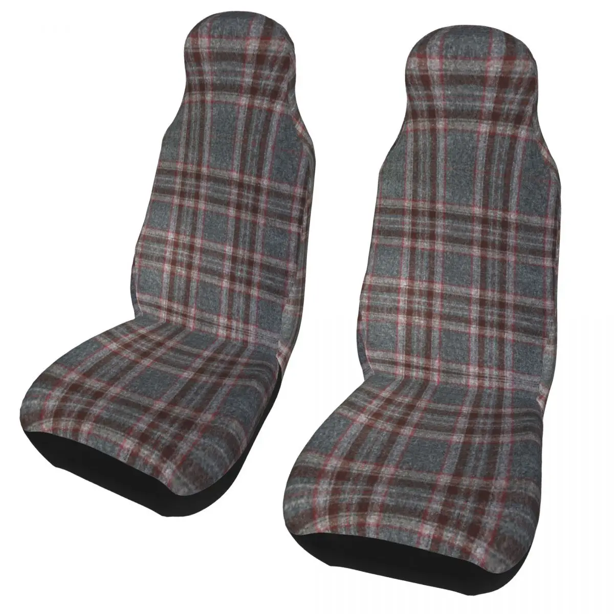 

Grey Tartan Car Seat Cover Plaid Gingham Scottish Tartans Kilt Seat Covers Fit for Cars SUV Auto Protector Accessories 2 PCS