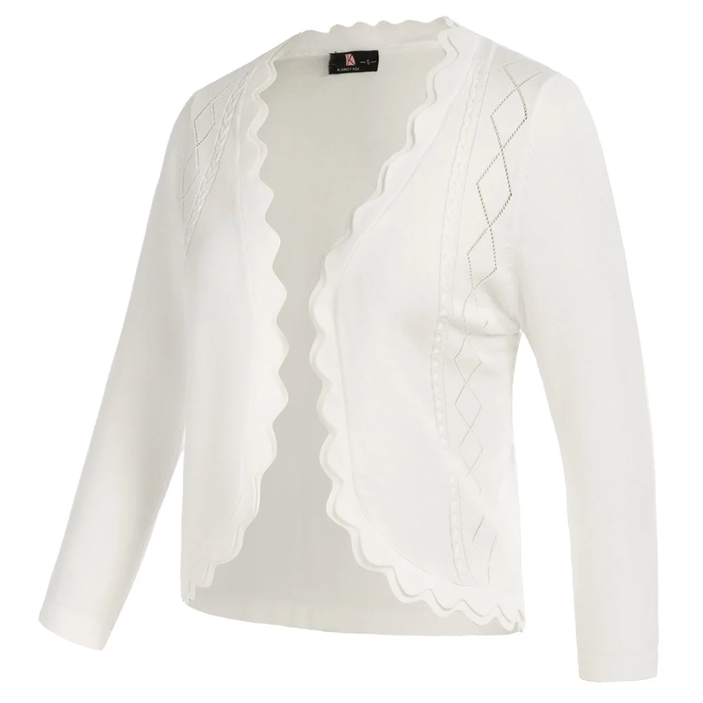KK Women Sweater Scalloped Placket Cardigan 3/4 Sleeve V-Neck Sweaters Knitwear Wavy Edge Casual Street Tshirt Blouse
KK Women Sweater Scalloped Placket Cardigan 3/4 Sleeve V-Neck Sweaters Knitwear Wavy Edge Casual Street Tshirt Blouse