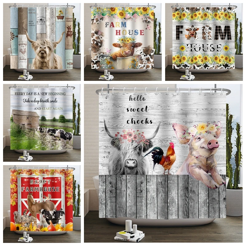 Farmhouse Rustic Shower Curtain Funny Animals Cow Pig Horses Wood Farm House Bathroom Decor Waterproof Polyester Fabric 180x200
Farmhouse Rustic Shower Curtain Funny Animals Cow Pig Horses Wood Farm House Bathroom Decor Waterproof Polyester Fabric 180x200