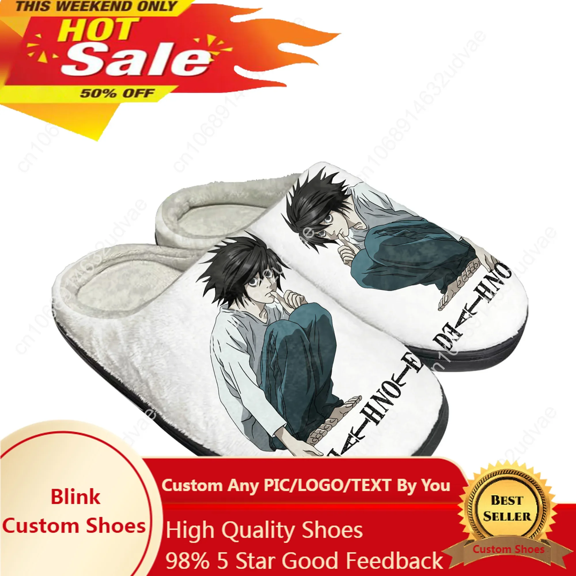 

Anime Death Note Yagami Lawliet L Home Cotton Custom Slippers Mens Womens Sandals Plush Casual Keep Warm Shoes Thermal Slipper