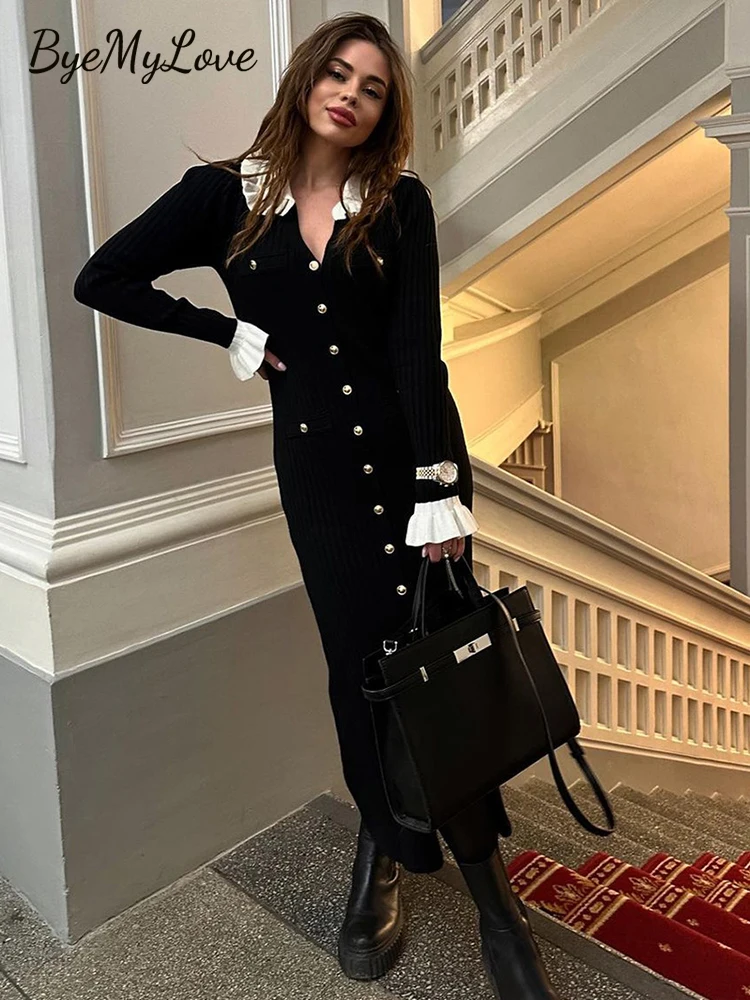 ByeMyLove Knitted Maxi Dress For Women Long Sleeve Open up Button Slim Knit Long Dress Female Casual Autumn Knitwear Patchwork
ByeMyLove Knitted Maxi Dress For Women Long Sleeve Open up Button Slim Knit Long Dress Female Casual Autumn Knitwear Patchwork