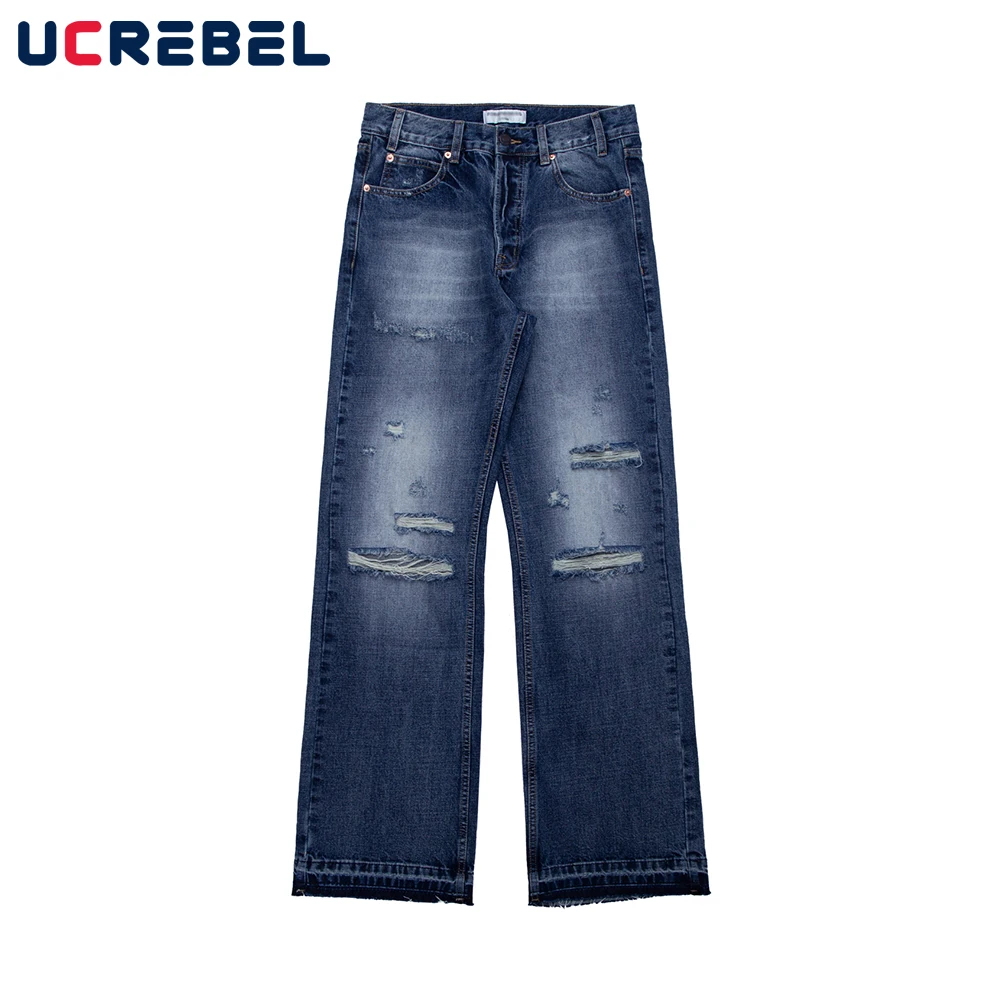 High Street Knee Ripped Hole Loose Wide Leg Denim Pants Mens Retro Washed Blue Casual Straight-leg Jeans Men
High Street Knee Ripped Hole Loose Wide Leg Denim Pants Mens Retro Washed Blue Casual Straight-leg Jeans Men