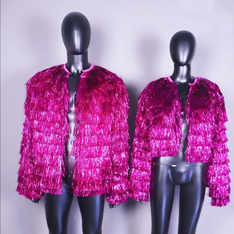 

Colorful Full Fringed Jazz Dance Coat Women Gogo Dancer Costume Bar Nightclub Dj Ds Stage Performance Festival Outfit