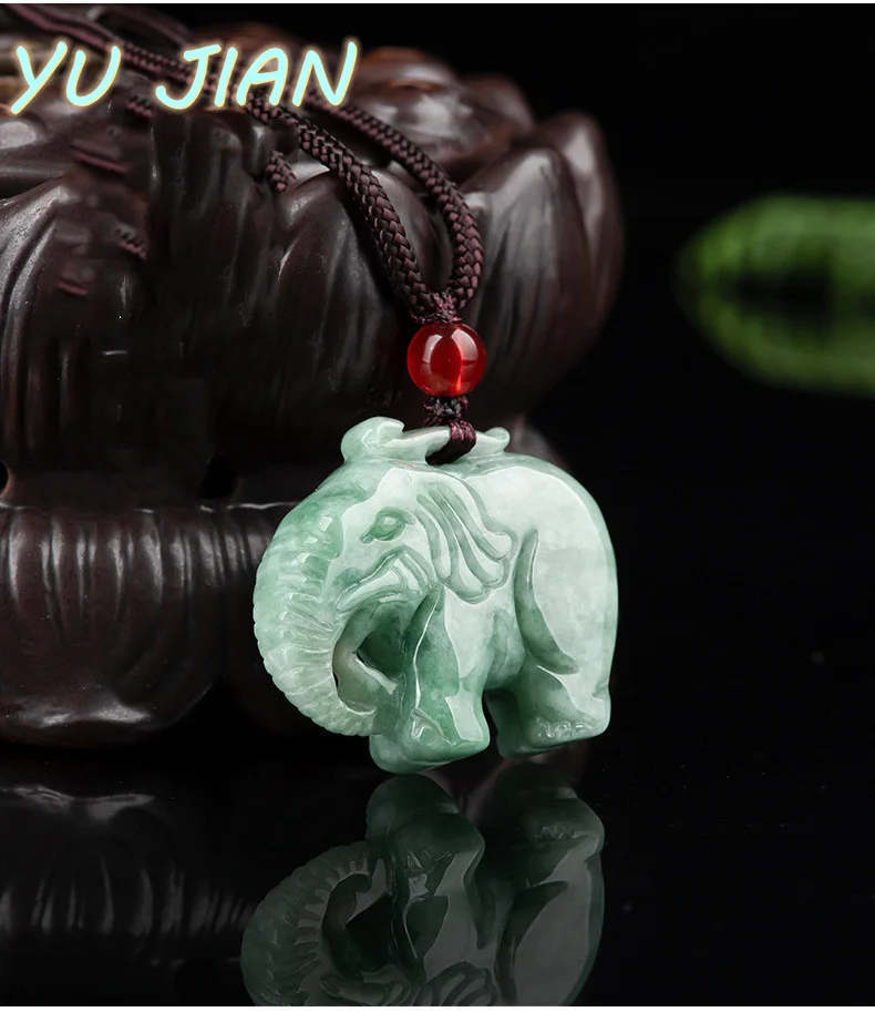 

Natural Emerald Ice Elephant Pendant A Cargo Real Jade Jewelry Hand Carved Charm Sweater Chain Women's Men's Fashion Accessori