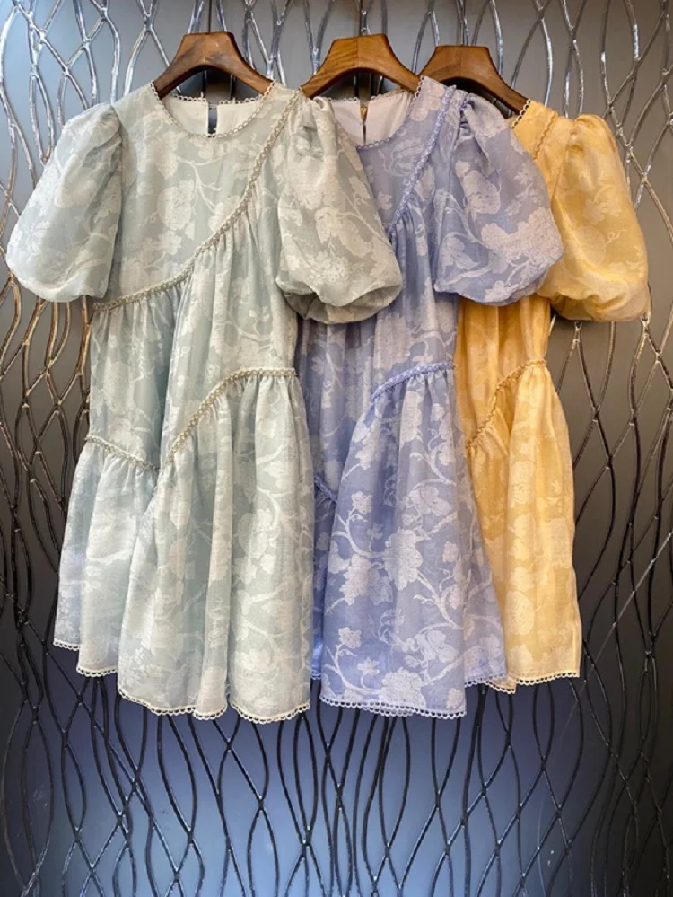 New 2022 Summer Runway Dress High Quality Clothing Ladies Elegant Floral Prints Puff Sleeve Casual Blue Yellow Green Dress Cute
New 2022 Summer Runway Dress High Quality Clothing Ladies Elegant Floral Prints Puff Sleeve Casual Blue Yellow Green Dress Cute