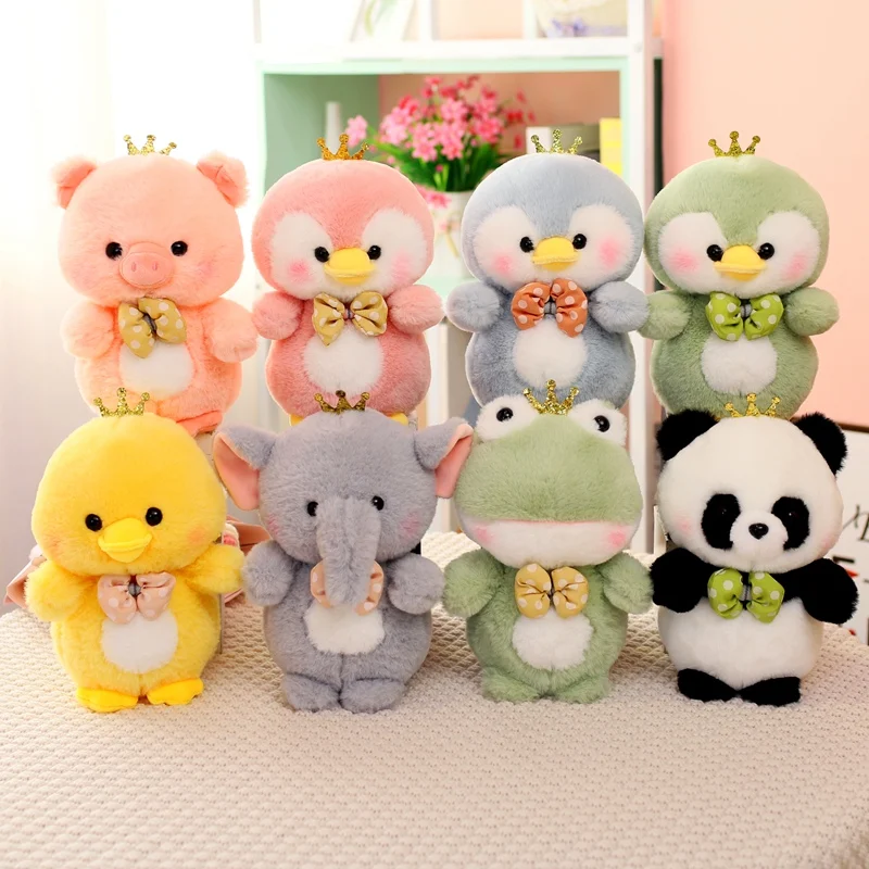 

1pc 25CM Kawaii Funny 8 style Pig Duck Elephant Panda Frog Penguin Cartoon Animals Plush Toys Stuffend Soft Decor Gift Kids