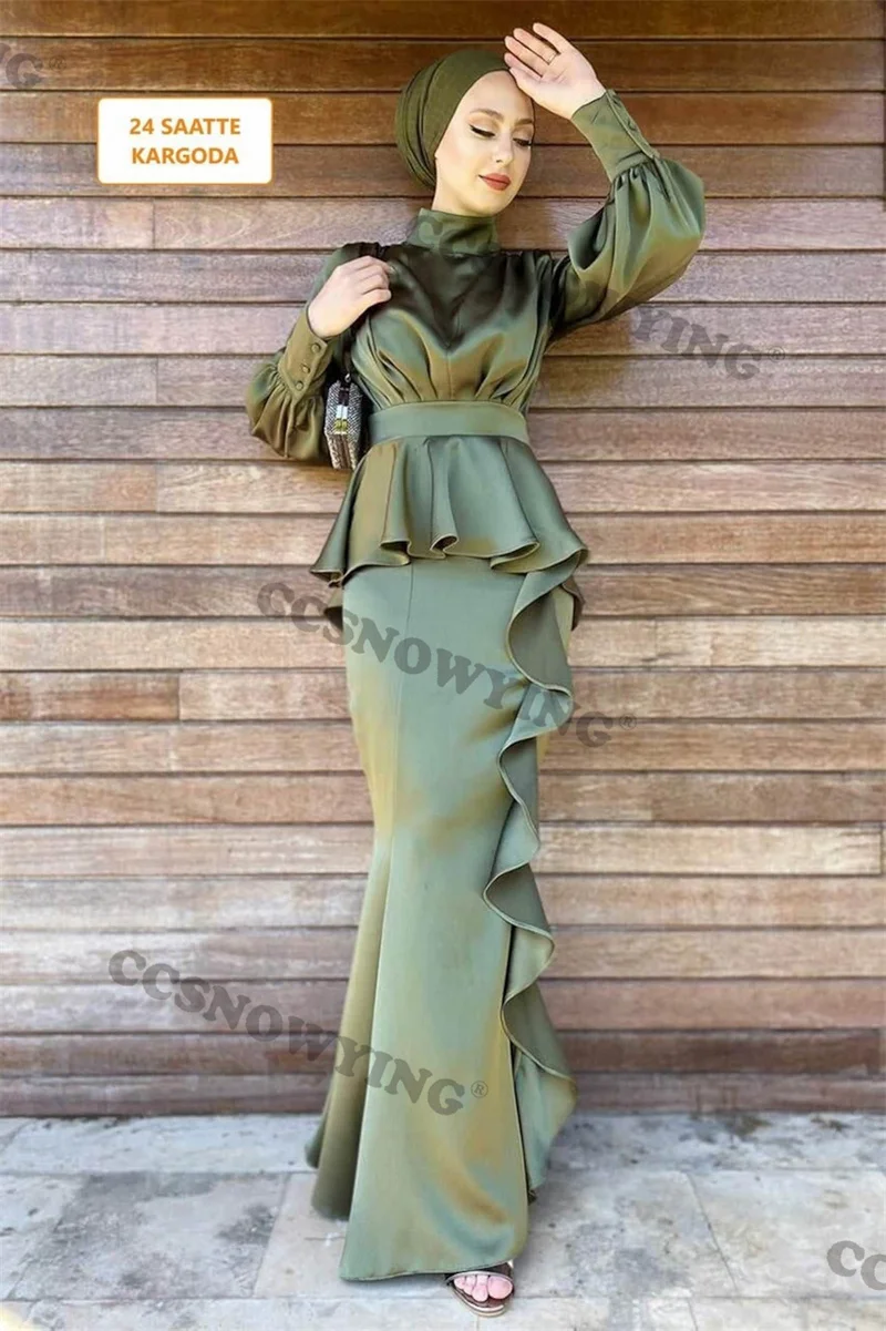 Mermaid Satin Muslim Evening Dress Long Sleeve High Neck Islamic Hijab Formal Party Gowns Arabic Dubai Women Robe De Soirée
Mermaid Satin Muslim Evening Dress Long Sleeve High Neck Islamic Hijab Formal Party Gowns Arabic Dubai Women Robe De Soirée