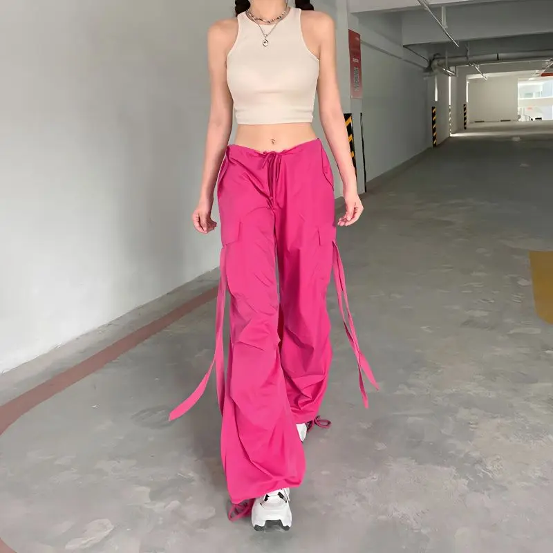 Women Big Pockets Cargo Pants Y2k High Elastic Waist Drawstring Baggy Trousers Vintage Casual Loose Side Zipper Straight Pants
Women Big Pockets Cargo Pants Y2k High Elastic Waist Drawstring Baggy Trousers Vintage Casual Loose Side Zipper Straight Pants
