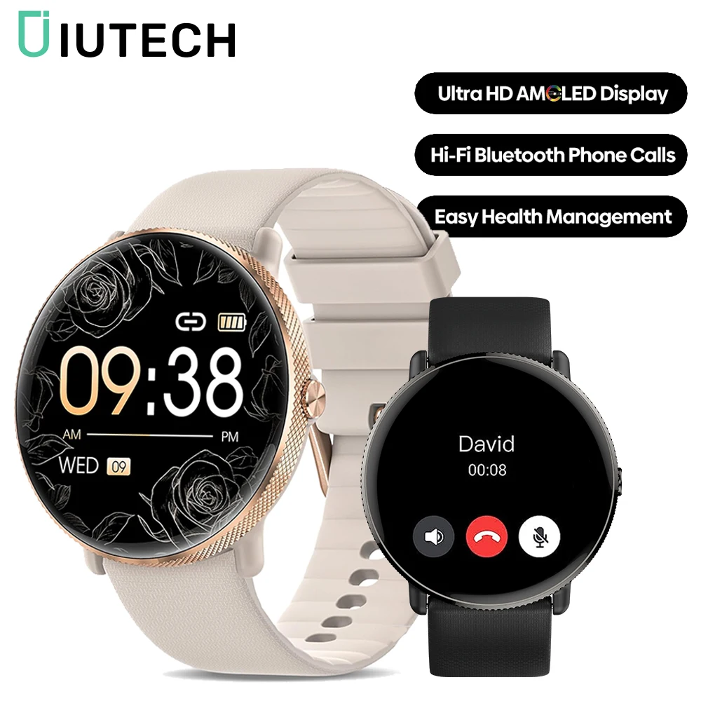 

IUTECH Smart Watch Women 1.43 inch AMOLED Screen Bluetooth Calling Watch Waterproof Sports Fitness Voice Assistant Smartwatch