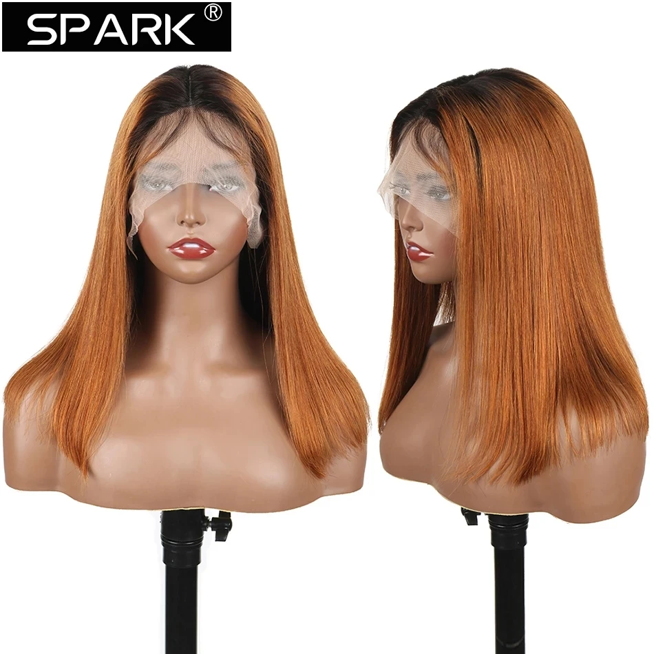 

SPARK 1B/30 Short Bob Wig Highlight Wig Ombre Straight 13x4 Lace Frontal Short Bob Remy Hair 4x4 Lace Closure Human Hair Wig