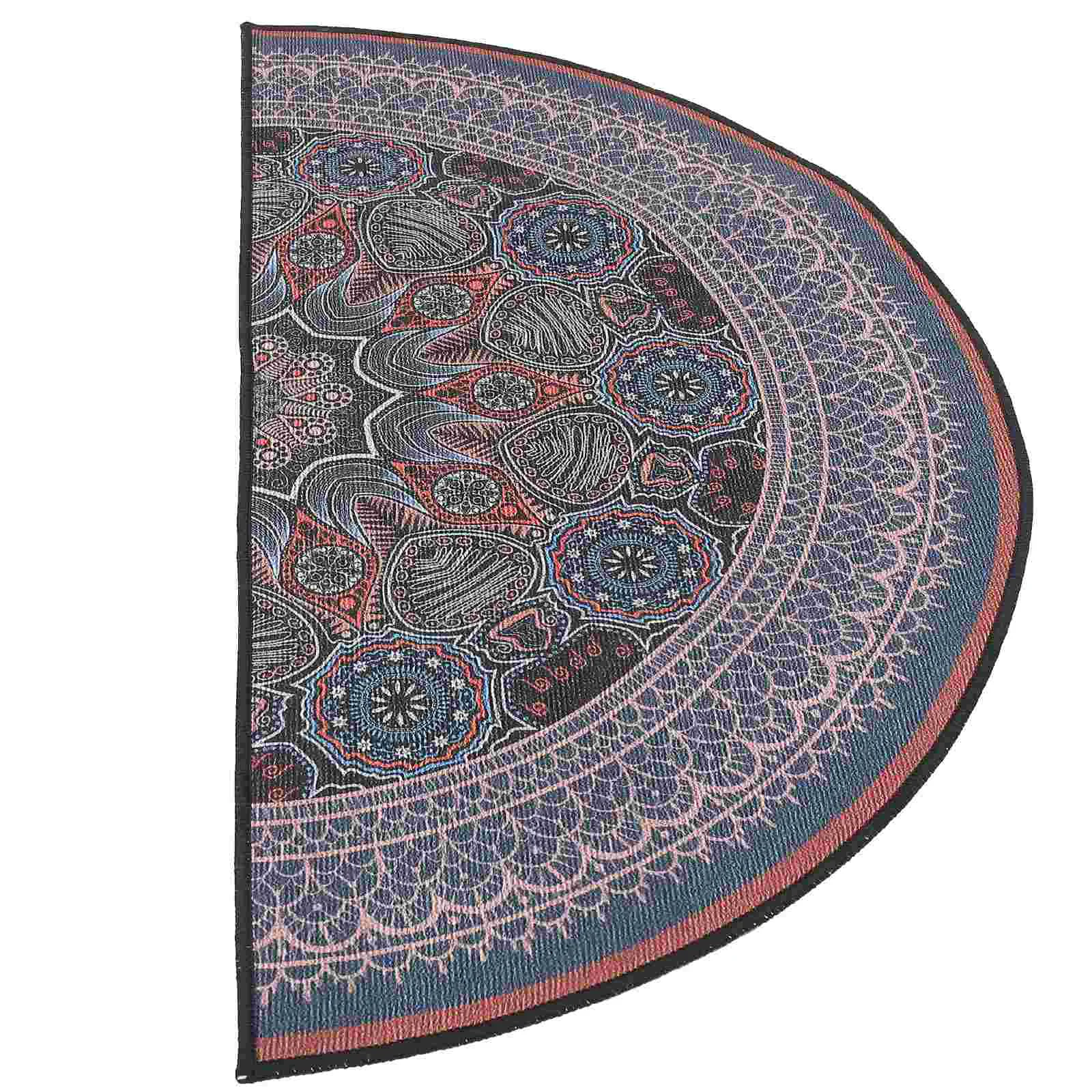 

Semicircular Rug Bathroom Mat Mandala Bohemian Style Rugs Carpet Half Round Doormat Polyester Entrance Waterproof