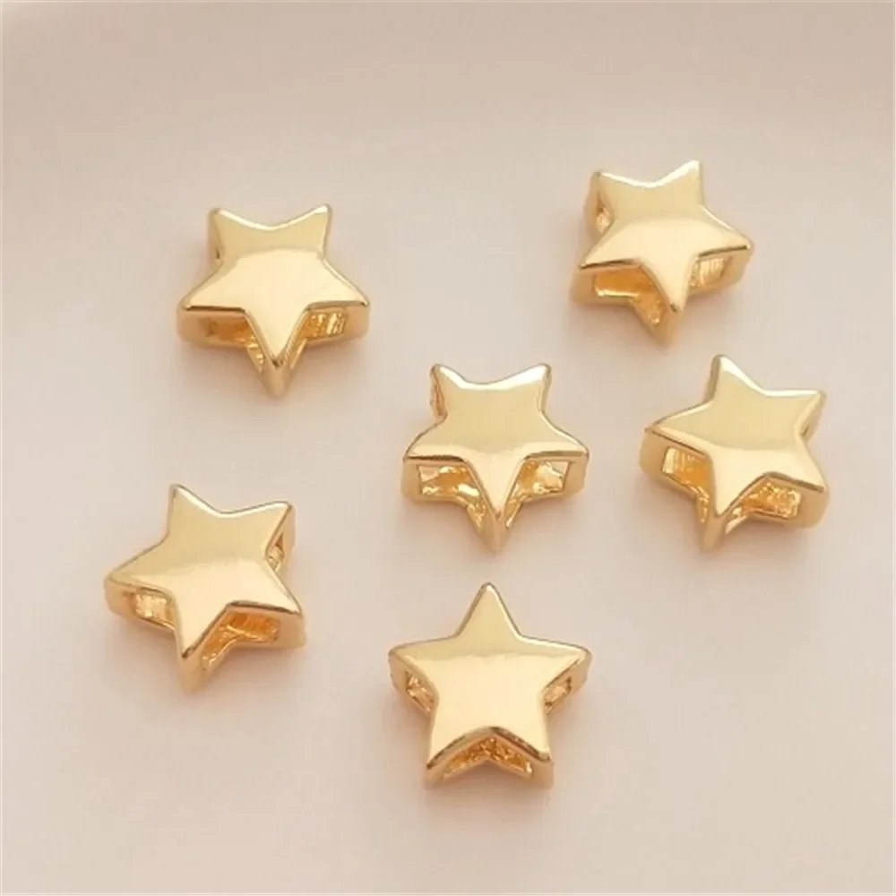 

14K Gold-filled Double-layered Five-pointed Star, Openwork, Star Bracelet, Beads, DIY Necklace, Earrings, Pendants, Accessories