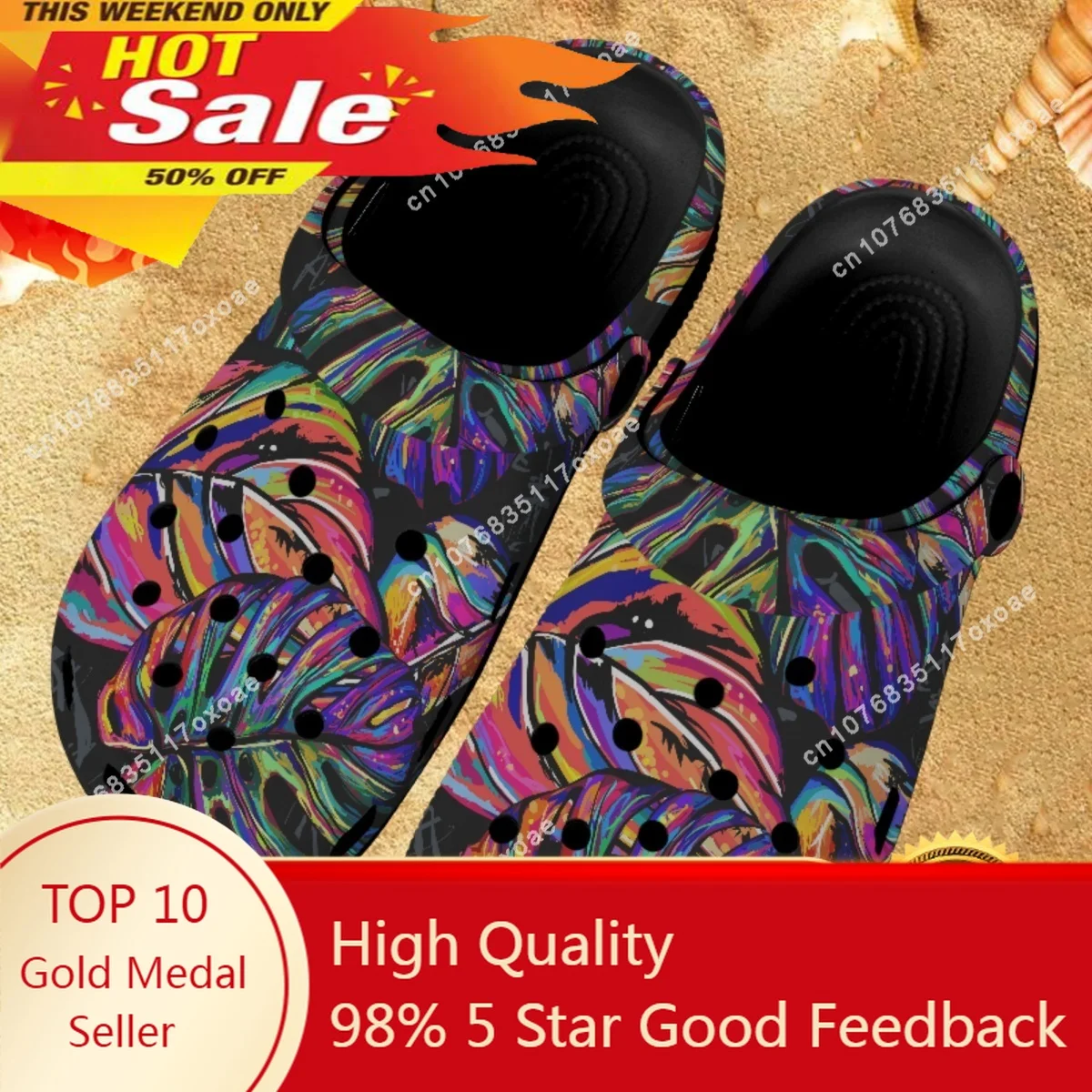 

Summer Sandals Tropical Monstera Hawaii Style Women Clogs Casual Flats Garden Shoes Woman Autumn Unisex Couple Beach Slides 2023