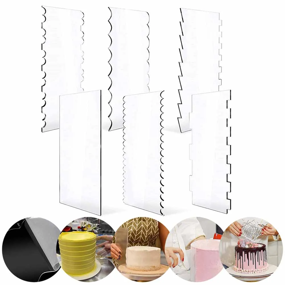 6PCS Clear Acrylic Cake Scraper Pastry Cutters Cake Comb Edge Smoother Cake Spatulas Edge DIY Baking Decorating Tools
6PCS Clear Acrylic Cake Scraper Pastry Cutters Cake Comb Edge Smoother Cake Spatulas Edge DIY Baking Decorating Tools