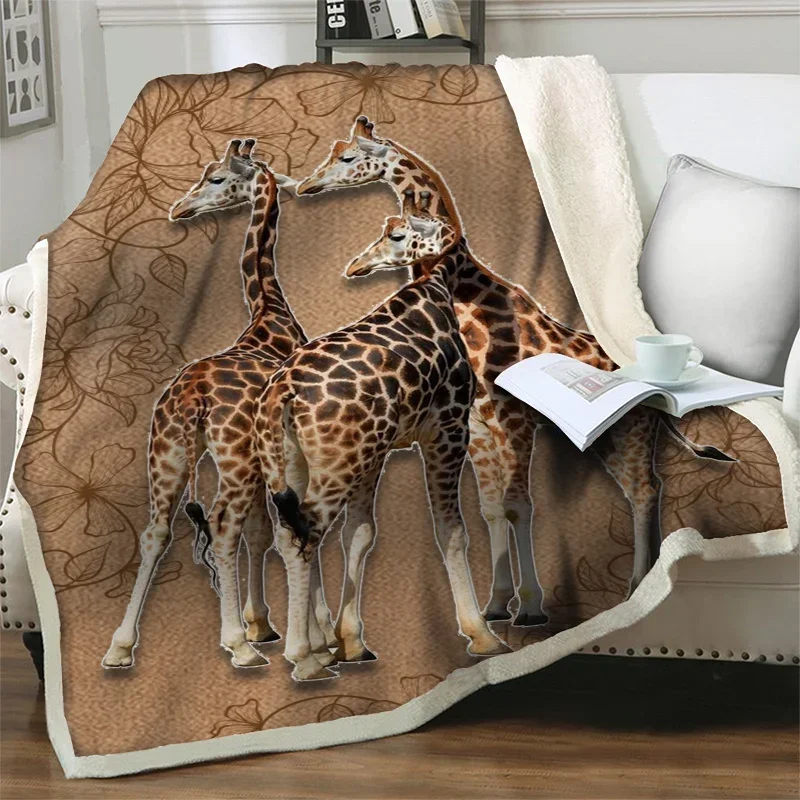 

Cartoon Animal Giraffe 3D Plush Throw Blanket Children Gift Soft Warm Blankets for Beds Sofa Couch Travel Picnic Quilt Nap Cover