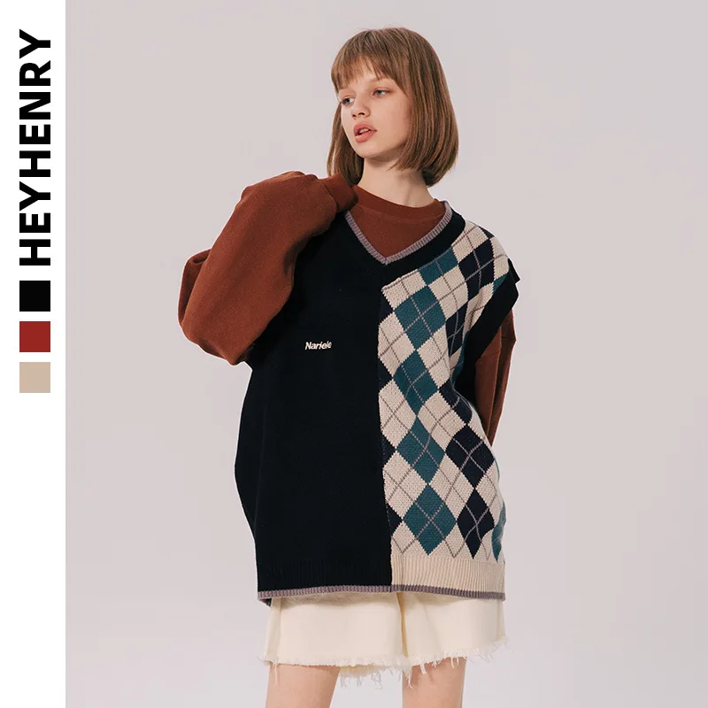 Japanese Loose Couple Stitched Patchwork Lattice Streetwear Sweater Vest women and Men's 2022 New Autumn Bottoming Sweater
Japanese Loose Couple Stitched Patchwork Lattice Streetwear Sweater Vest women and Men's 2022 New Autumn Bottoming Sweater