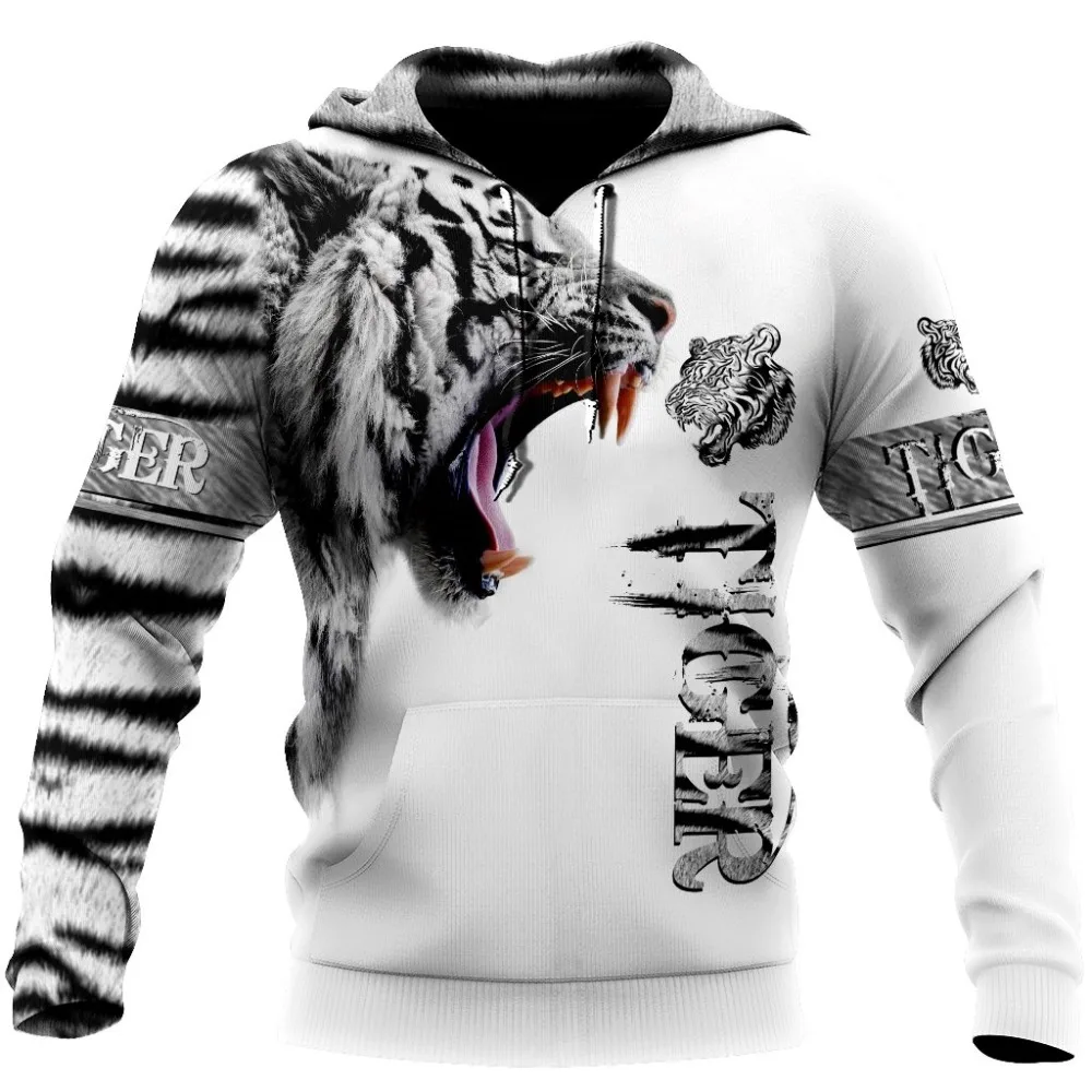 

2024 Hot Fashion Animal Tiger Men's Hoodies Lion Skin 3D All Over Printed Men Sweatshirt Unisex Zip Pullover Casual Jacket