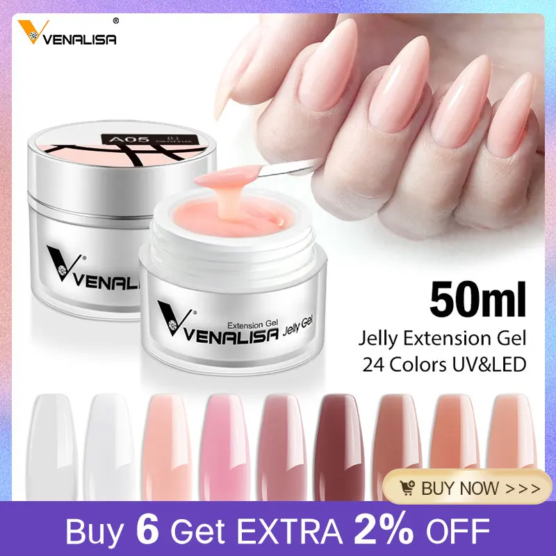 

50ml Venalisa Soak off Thick Jelly Gel UV Construction Gel Builder Extend 24 Color Camouflage Milky White Nail Art Hard Nail Gel