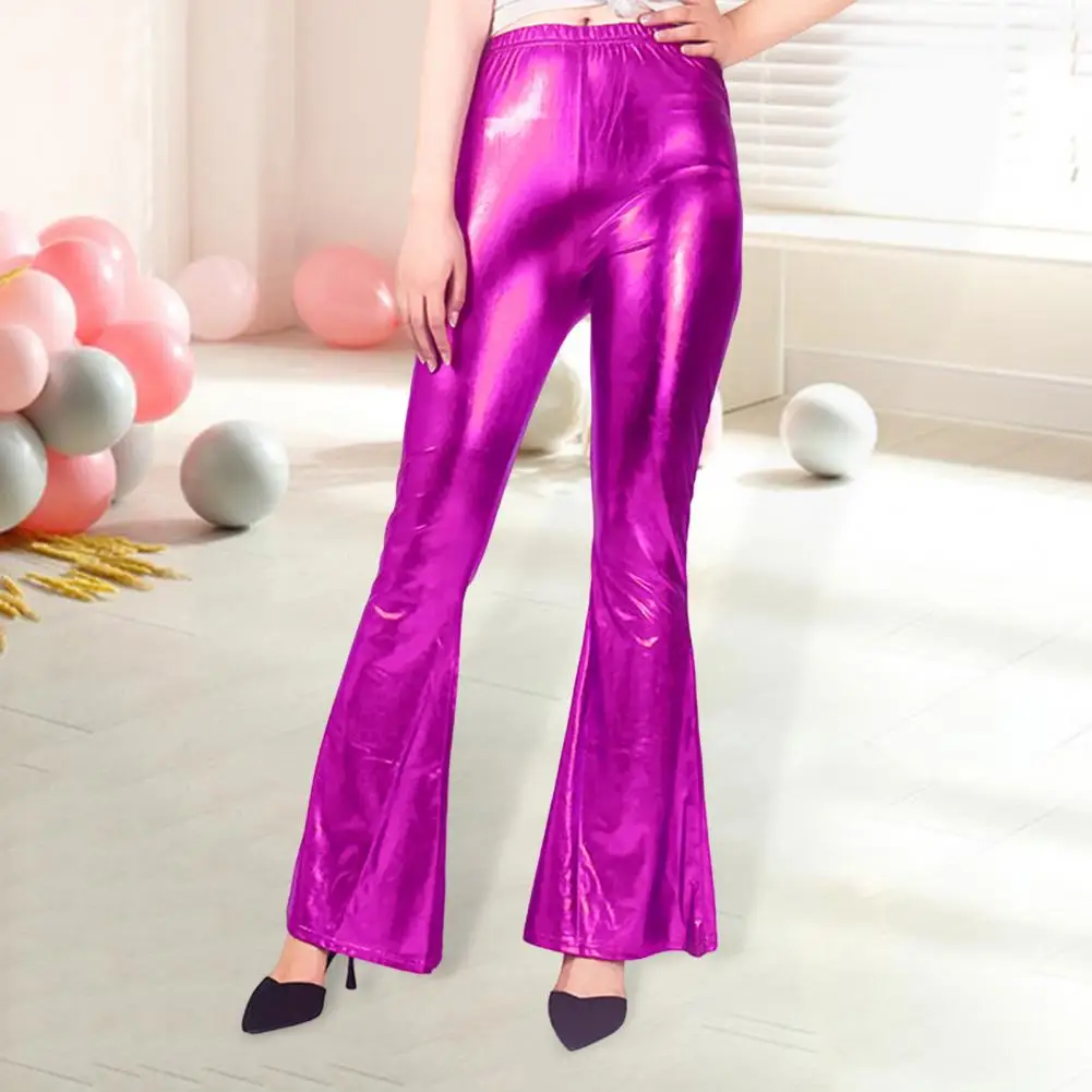 Mid-rise Pants Elegant Women's Flared Pants for Performances Parties Mid-rise Imitation Leather Trousers with Glossy Surface
Mid-rise Pants Elegant Women's Flared Pants for Performances Parties Mid-rise Imitation Leather Trousers with Glossy Surface