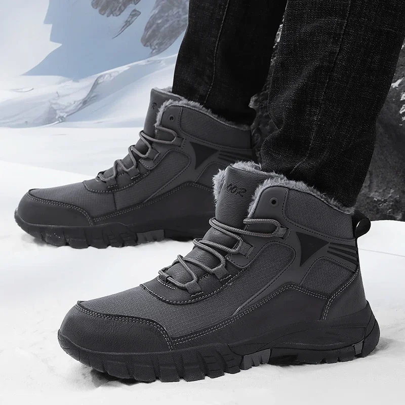 

Мужская обувь Новинка 2023 теплые и холодные зимние мужские ботинки высокие походные ботинки на шнуровке Нескользящие и износостойкие кроссовки для мужчин