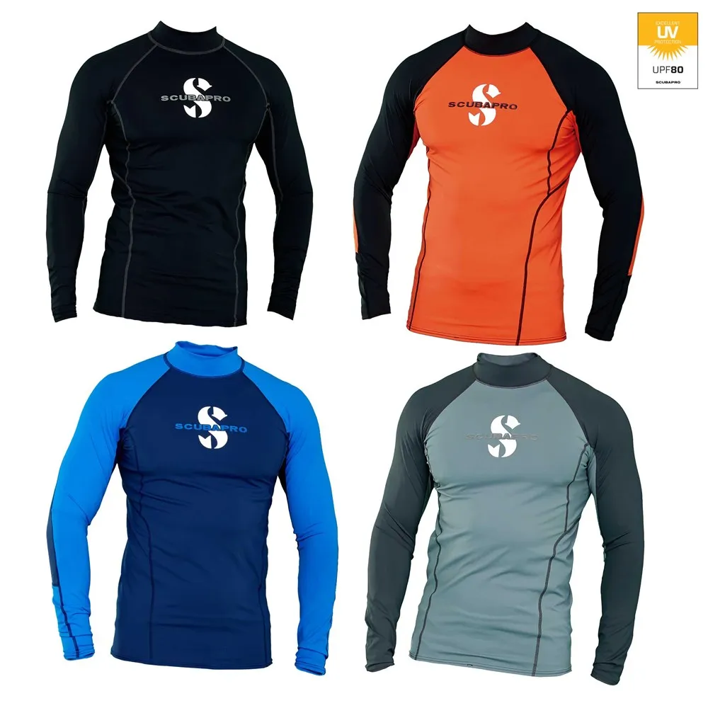 

Men Surf Rash Guard Long Sleeve UV Sun Protection Basic Skins Surfing Suit Diving Swimming Tight T Shirt Rashguard Gym Clothes