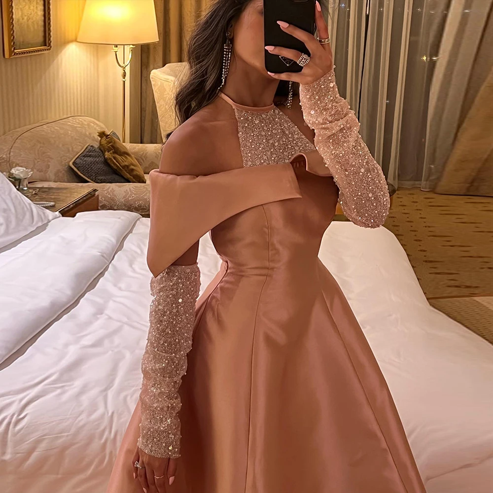 Elegant Khaki Satin High Low Dubai Evening Dress for Wedding Party Halter Arabic Women Midi Formal Guest Gowns 13 Mallzona Seb5c7cba2d484467a837a62cec1f37c4O Elegant Khaki Satin High Low Dubai Evening Dress for Wedding Party Halter Arabic Women Midi Formal Guest Gowns Mallzona