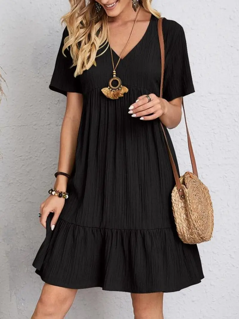 Women's Vintage Short Sleeve Ruffles Dress, Big Swing, Boho Party Dresses, Ladies Fashion, Elegant, Summer
Women's Vintage Short Sleeve Ruffles Dress, Big Swing, Boho Party Dresses, Ladies Fashion, Elegant, Summer