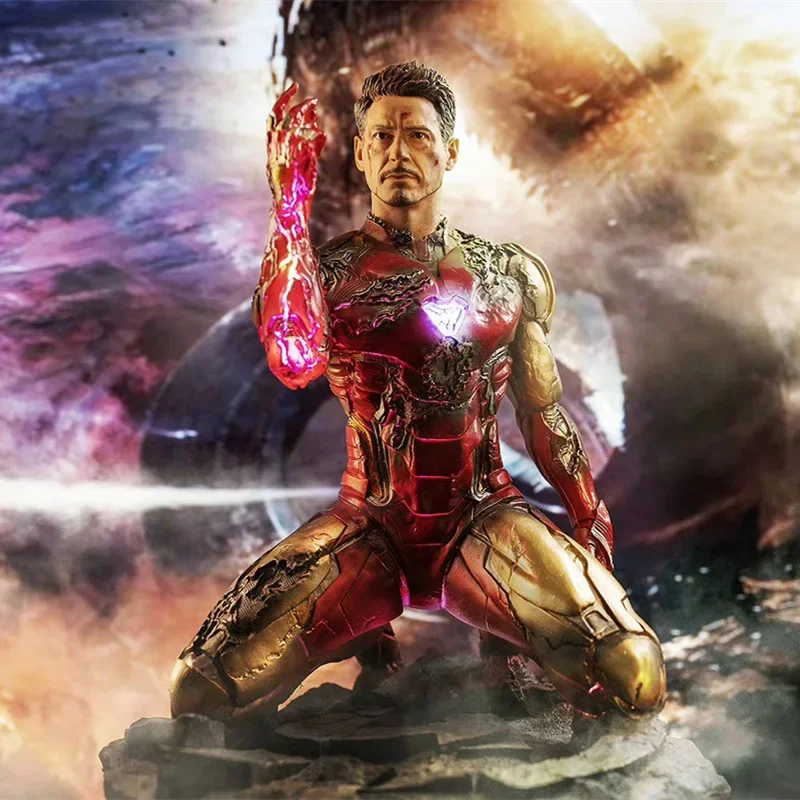 

Avengers League 4 Final Battle: Iron Man Mk85 Kneeling And Fingering Gk Glowing Statue Model Resin Anime Figure