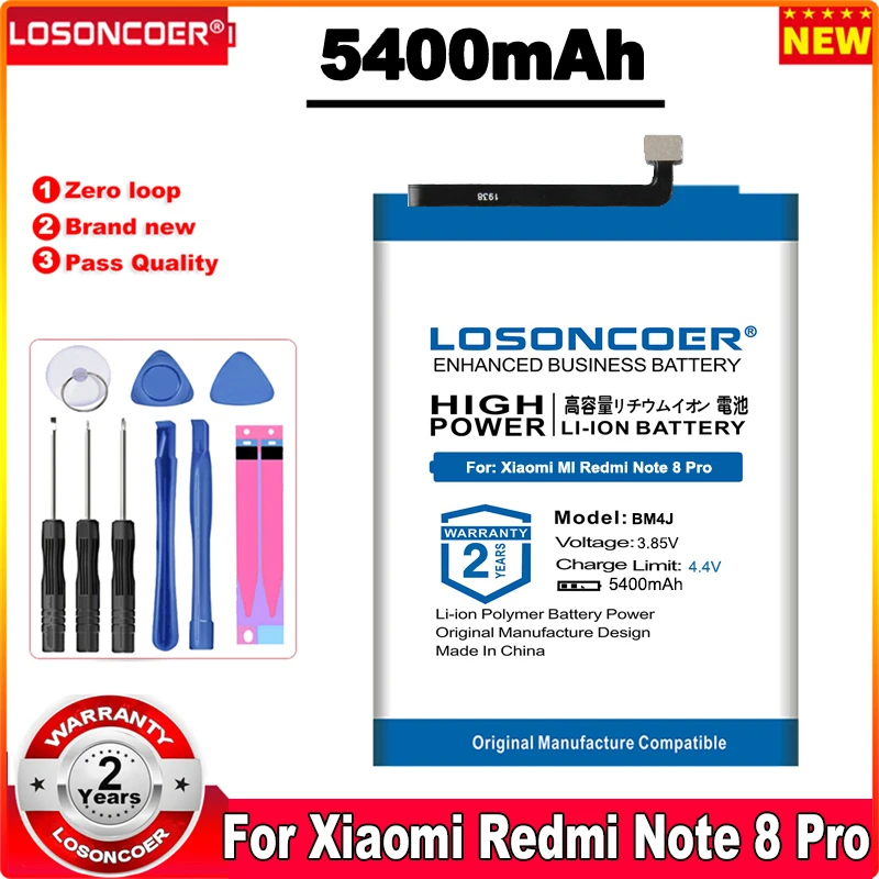 LOSONCOER BM4J 5400mAh Replacement Phone Battery For Xiaomi MI Redmi Note 8 Pro MI Redmi Note8 Pro Mobile Phone Battery
LOSONCOER BM4J 5400mAh Replacement Phone Battery For Xiaomi MI Redmi Note 8 Pro MI Redmi Note8 Pro Mobile Phone Battery