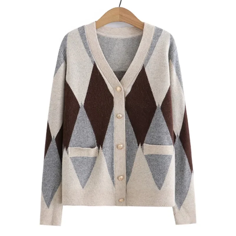 Plus Size Cardigan Women 2023 Spring Design Pocket Large Argyle Jumper V-Neck Long Sleeve Knit Sweater Oversize Curve Clothes
Plus Size Cardigan Women 2023 Spring Design Pocket Large Argyle Jumper V-Neck Long Sleeve Knit Sweater Oversize Curve Clothes