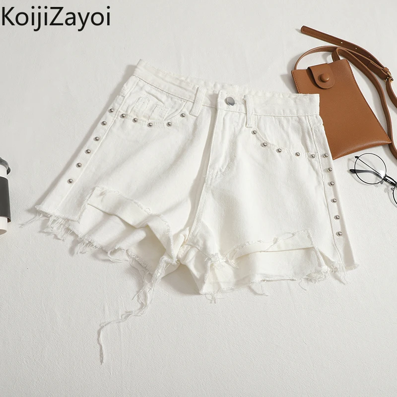 Koijizayoi Women Fashion White Jeans Rivet Short Summer 2022 New Tassel Pocket Chic Denim Pants High Waist Solid Bottom Pants
Koijizayoi Women Fashion White Jeans Rivet Short Summer 2022 New Tassel Pocket Chic Denim Pants High Waist Solid Bottom Pants
