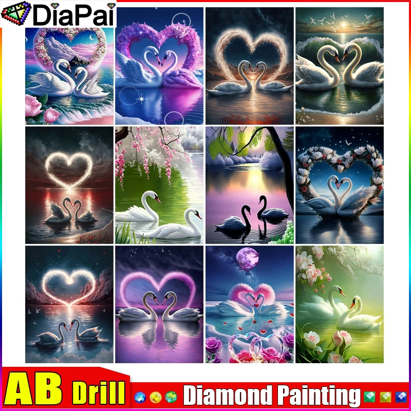 

DIAPAI AB Diamond Painting Full Square/Round Drill 5D DIY "Swan Scenery" Daimond Embroidery Rhinestone Cross Stitch Decor