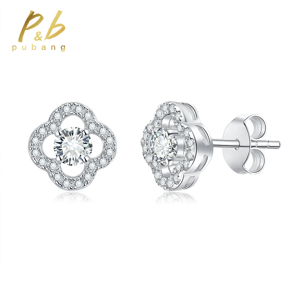 

PuBang Fine Jewelry 925 Sterling Silver 6.5MM GRA Moissanite Diamond Wedding Engagement Stud Earrings for Women Anniversary Gift