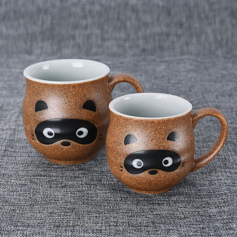 

Thick burning ceramic cute cute civet cat animal thick round belly brown mug water cup tea cup