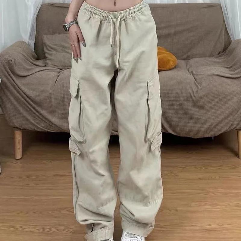Streetwear Women Vintage White Cargo Pants Spring New Style American Casual All Match Loose Straight Leg Pants
Streetwear Women Vintage White Cargo Pants Spring New Style American Casual All Match Loose Straight Leg Pants