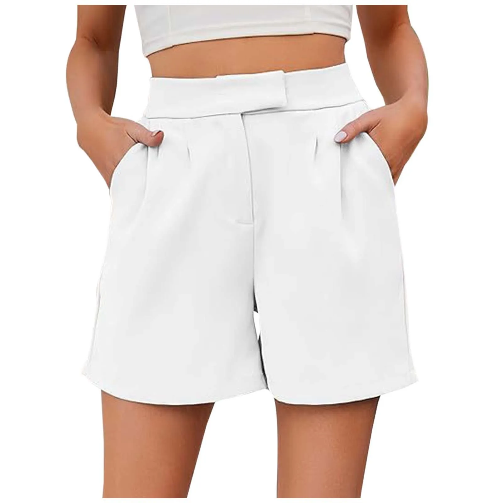 Женские шорты с завышенной талией и боковыми карманами, летние повседневные эластичные удобные брюки на спине, женская одежда
Женские шорты с завышенной талией и боковыми карманами, летние повседневные эластичные удобные брюки на спине, женская одежда