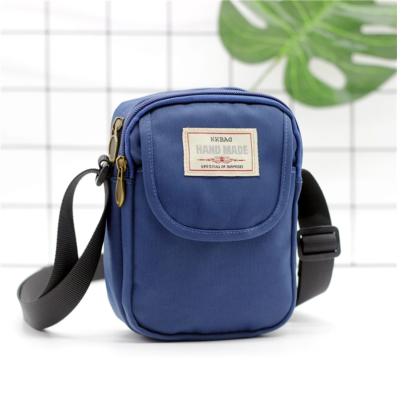 Simple men's crossbody bag in solid color multi-layer zipper nylon single shoulder mobile phone bag daily wallet replacement Simple men's crossbody bag in solid color multi-layer zipper nylon single shoulder mobile phone bag daily wallet replacement