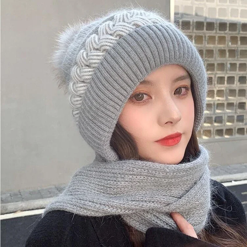 Women's Woolen Hat Winter Plush Thick Scarf All-in-one Headband Cycling Warm Windproof Ear Protection Knitted hat
Women's Woolen Hat Winter Plush Thick Scarf All-in-one Headband Cycling Warm Windproof Ear Protection Knitted hat