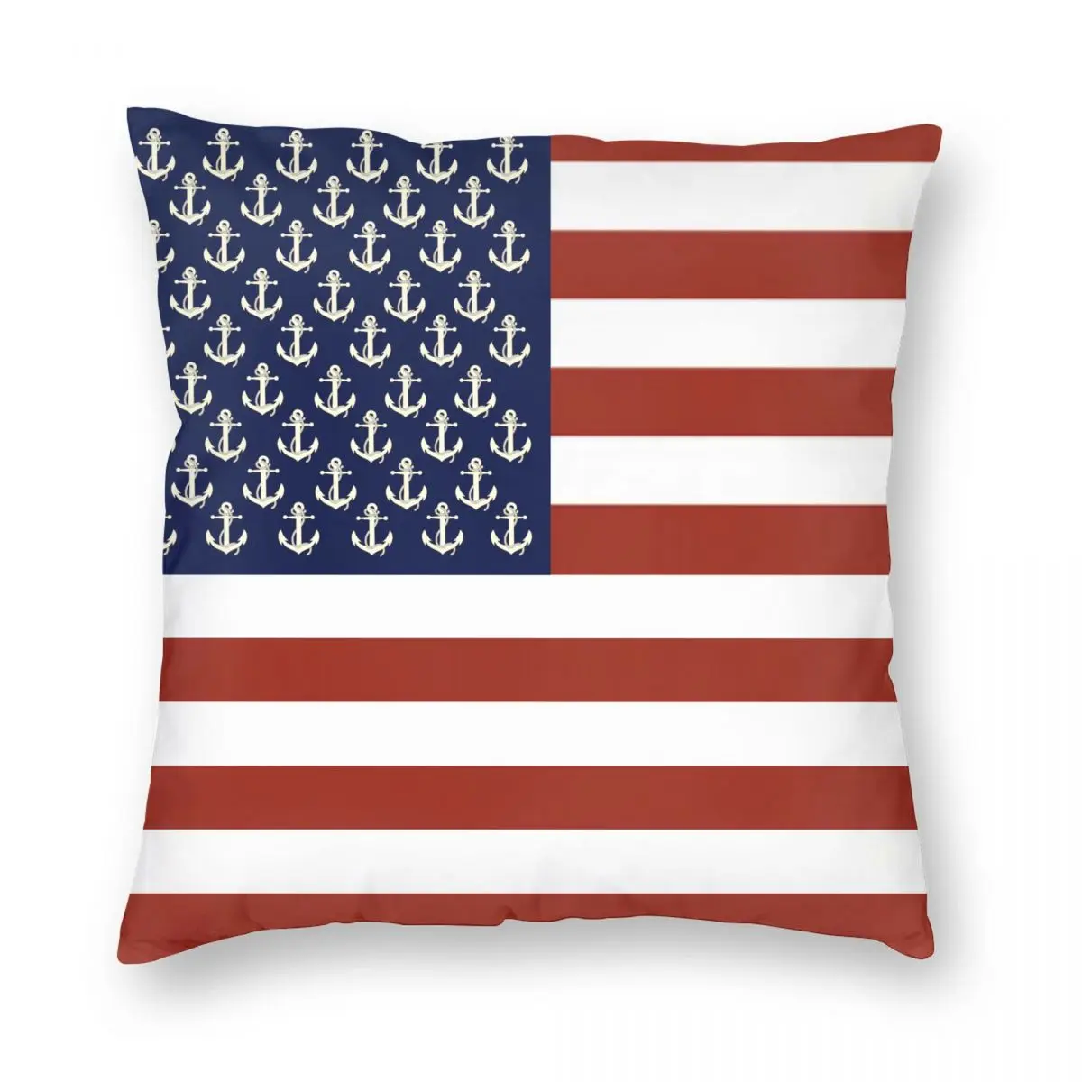 

Nautical White Ship Anchor American Flag Stripe Pillowcase Printing Cushion Cover Decoration Pillow Case Cover Home 40*40cm