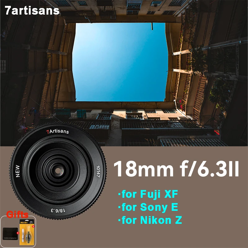 

7artisans 7 artisans 18mm F6.3 Mark II Ultra-thin APS-C Manual Prime Lens for Fuji XF Sony E M6 XT200 Nikon Z Mirrorless Cameras