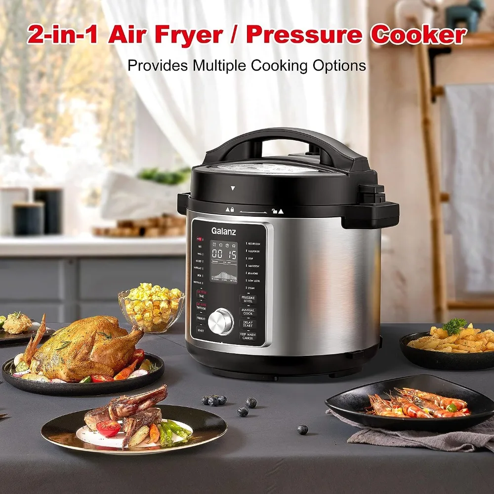 Galanz 12-in-1 Electric Pressure Cooker & Air Fryer with 12 Preset Programs Including Slow Cook, AirFry, Dehydrate,Rice, Grill
Galanz 12-in-1 Electric Pressure Cooker & Air Fryer with 12 Preset Programs Including Slow Cook, AirFry, Dehydrate,Rice, Grill