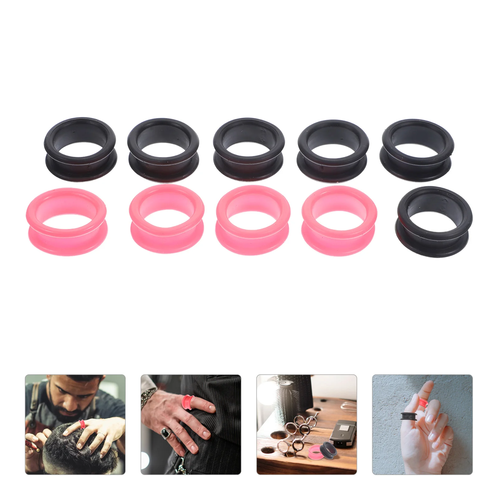 

12/10/8PCS Soft Silica Gel Handle Rings Hairdressing Scissor Silicone Finger Ring Pet Scissor Colored Finger Ring