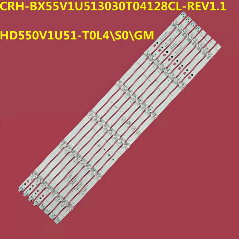 

8PCS LED Backligh Strip CRH-BX55V1U513030T04128CL-REV1.1 HD550V1U51-T0L4\S0\GM dexp u55e9000h H55B7100UK H55B7300 H55B7300UK