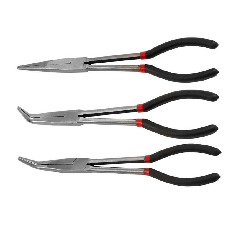3Pcs Long Nose Pliers Carbon Steel Non-slip Straight Plier 45/90 Degree Bent Nose Pliers for Machinist Engineer HandTool
3Pcs Long Nose Pliers Carbon Steel Non-slip Straight Plier 45/90 Degree Bent Nose Pliers for Machinist Engineer HandTool