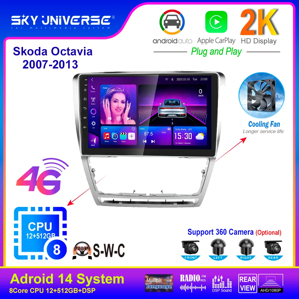 Автомагнитола 2DIN на Android для Skoda Octavia 2007-2013, 10,1 дюйма, автомобильный мультимедийный плеер с навигацией, GPS, 4G, Wi-Fi, 1280*720, DSP, 2DIN 
Автомагнитола 2DIN на Android для Skoda Octavia 2007-2013, 10,1 дюйма, автомобильный мультимедийный плеер с навигацией, GPS, 4G, Wi-Fi, 1280*720, DSP, 2DIN