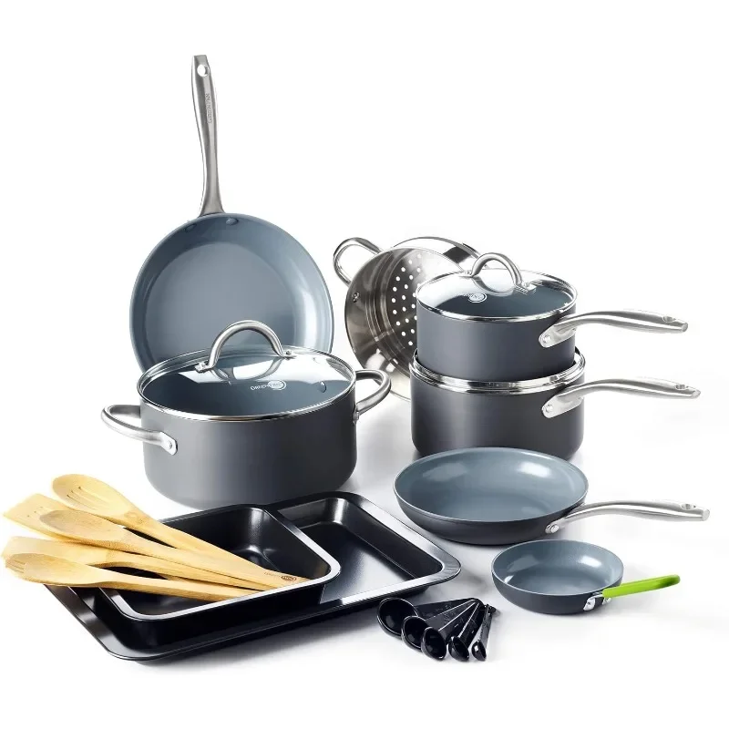 Lima Hard Anodized Healthy Ceramic Nonstick 18 Piece Cookware Bakeware Pots and Pans Set, PFAS-Free, Oven Safe, Gray
Lima Hard Anodized Healthy Ceramic Nonstick 18 Piece Cookware Bakeware Pots and Pans Set, PFAS-Free, Oven Safe, Gray