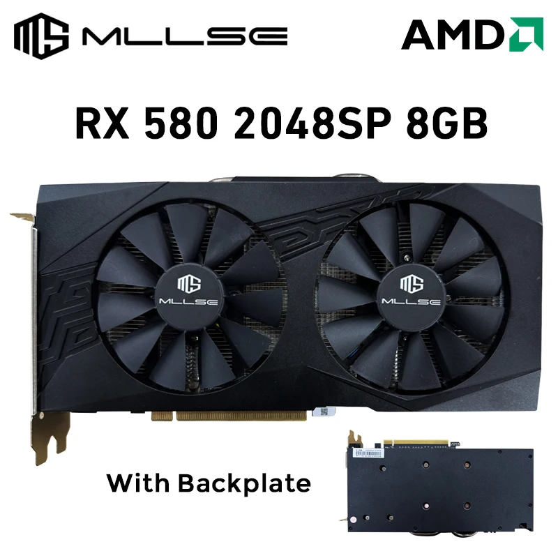 

Видеокарта MLLSE AMD Radeon RX 580 8 Гб 2048SP, графическая карта GDDR5 256-bit PCI Express 3,0 × 16, игровая компьютерная карта